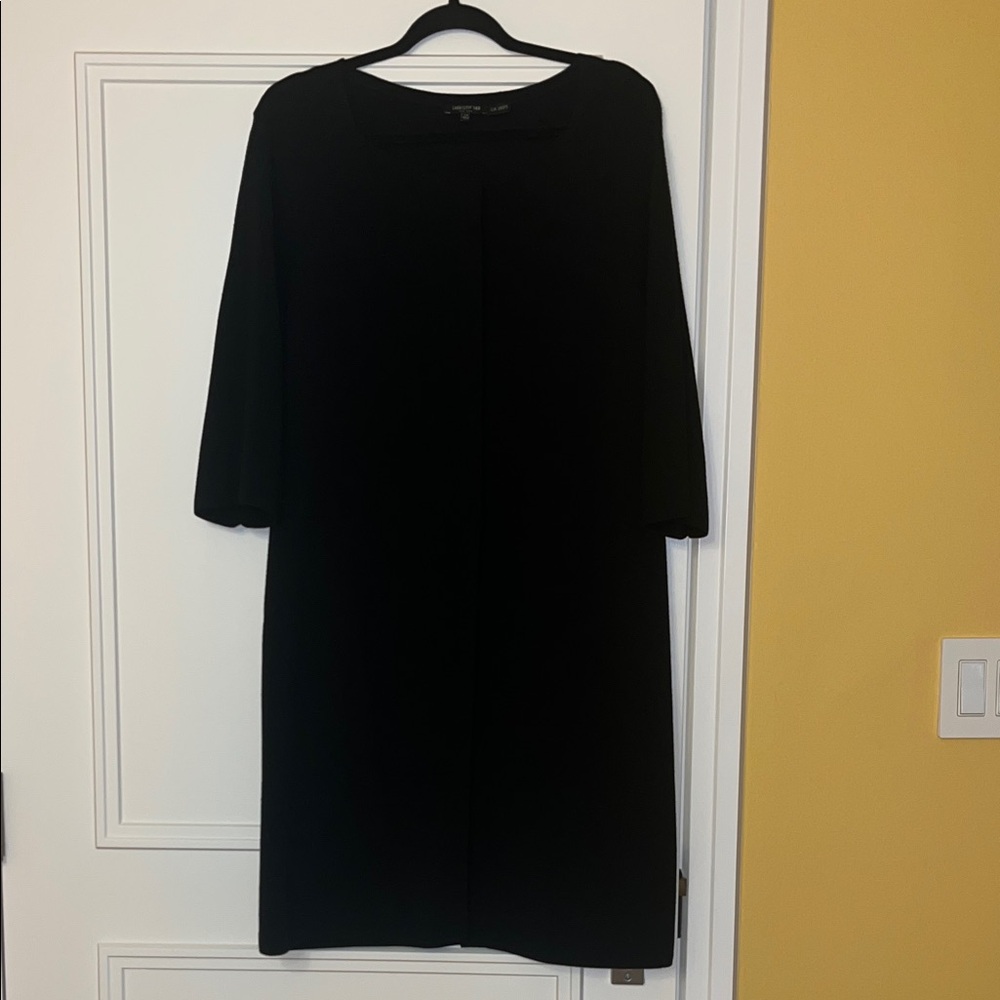 Lafayette 148 New York Elegant Black 3/4 Sleeve Duster Cardigan Sz Large